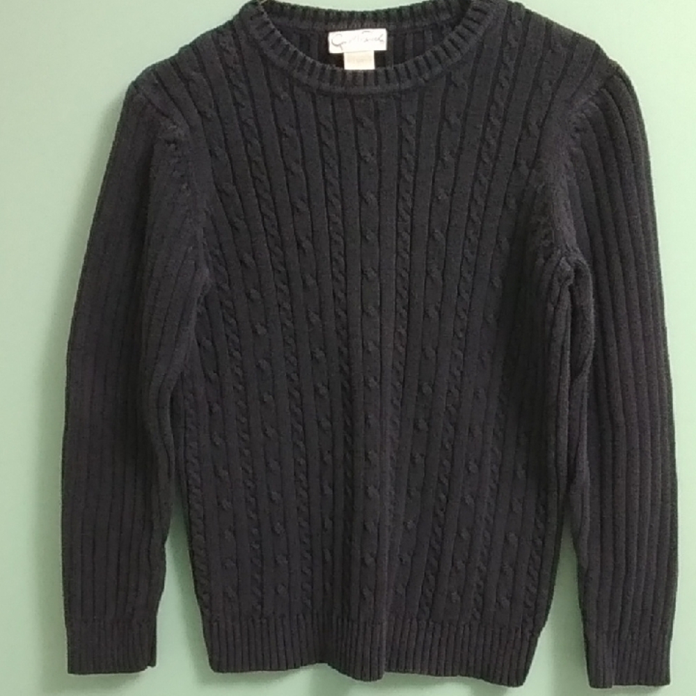NAVY BLUE Cable Knit Crew Neck Sweater Women Size Small